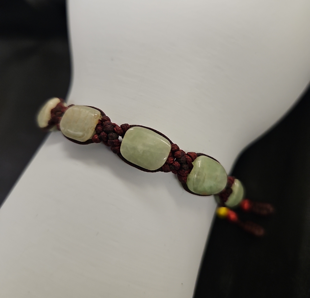 Handcrafted Green Jade Beaded Macrame Bracelet